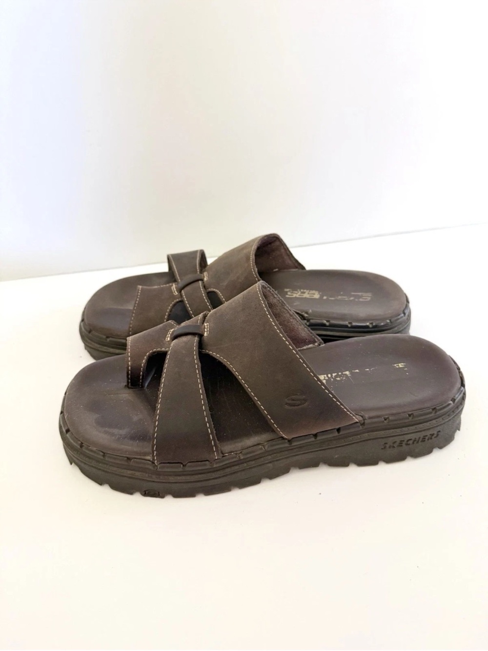 Sketchers Vintage 90s Y2K Chunky Platform Sandals Slides Leather Size 8 Jam Ups